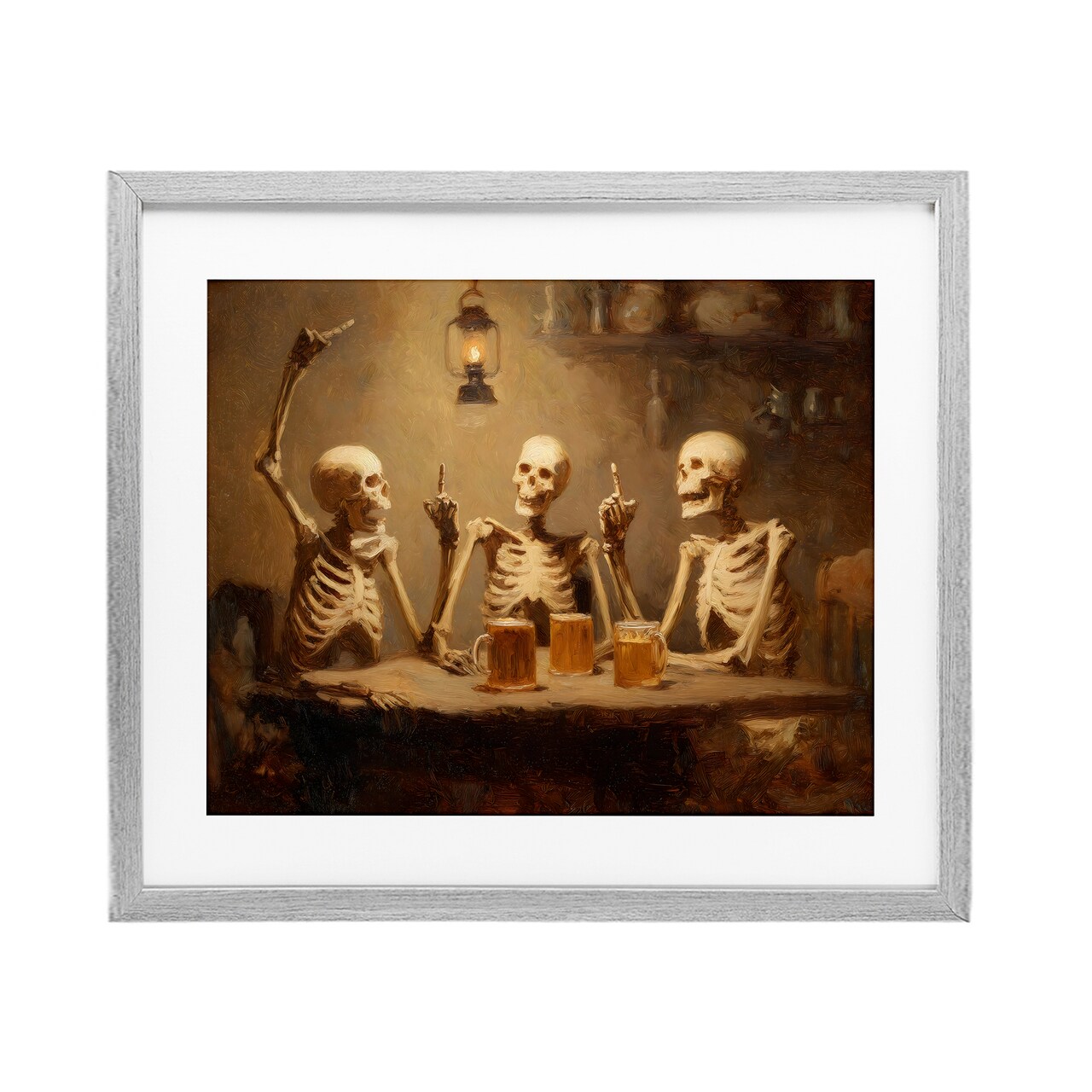 Stupell Industries Skeletons Drinking at Tavern Framed Print Under Glass, design by Arlington Prints